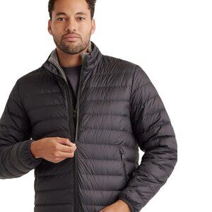 New GUESS Men's James Quilted Packable Light Puffer Jacket M Jet Black MSRP $150